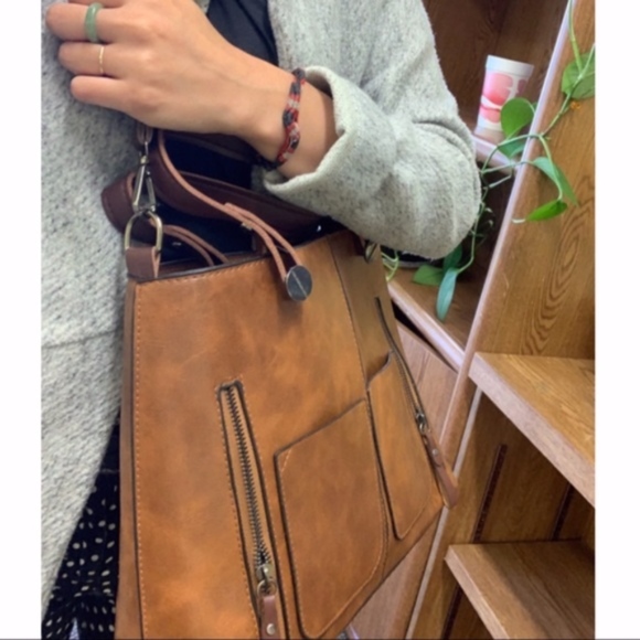 SHAI Zipper Details Tote Bag - BROWN - Picture 5 of 5